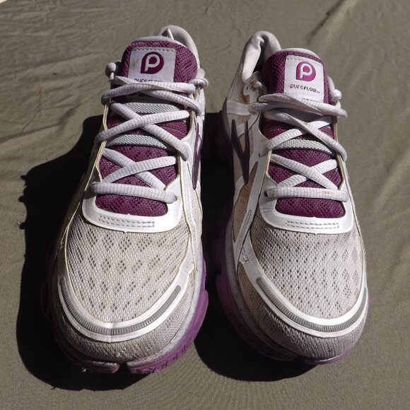 BROOKS Pure flow DNA Cup white purple running athletic sneakers shoes Sz 8.5 - Picture 2 of 8